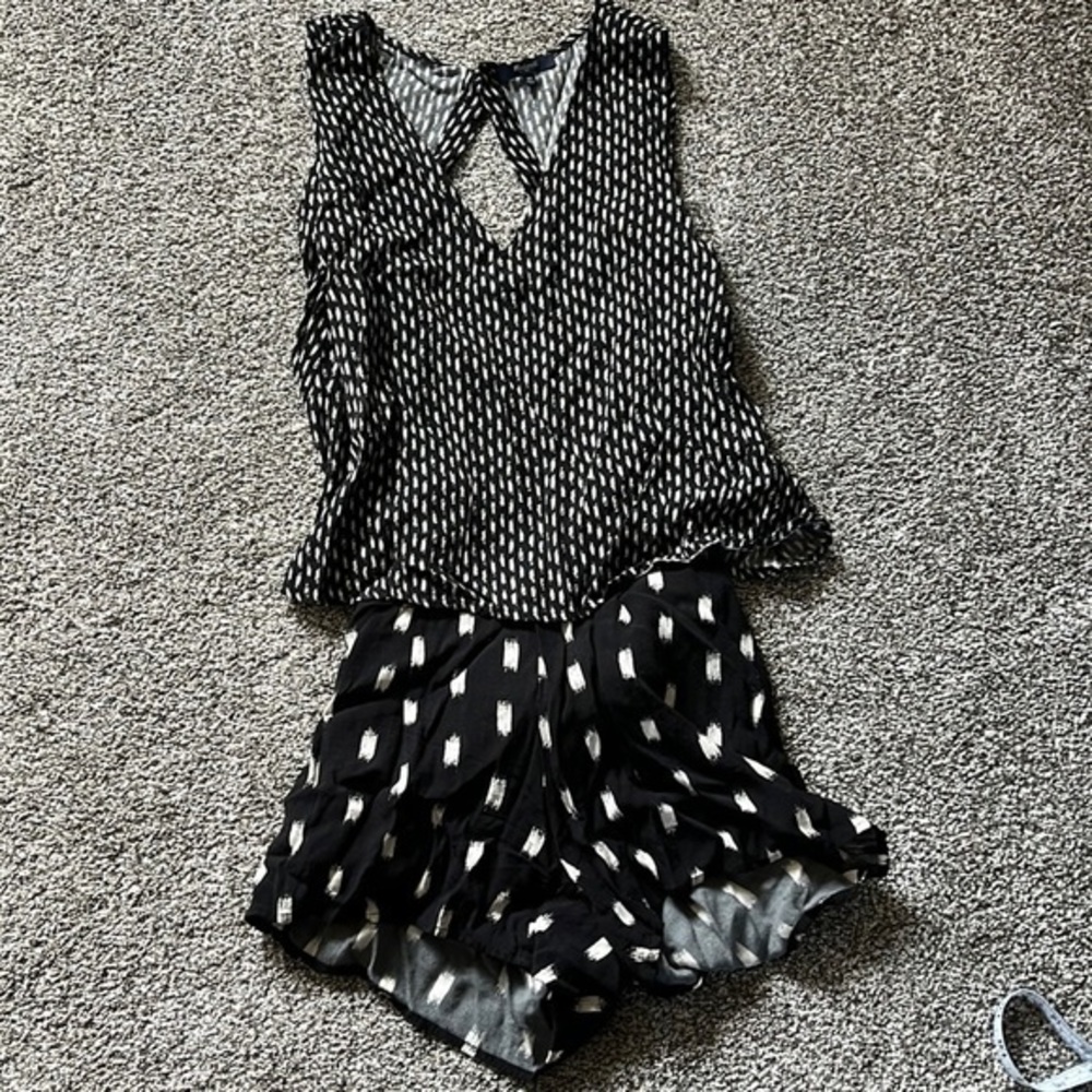 Madewell Open Back Black and White Romper‎ Size XS